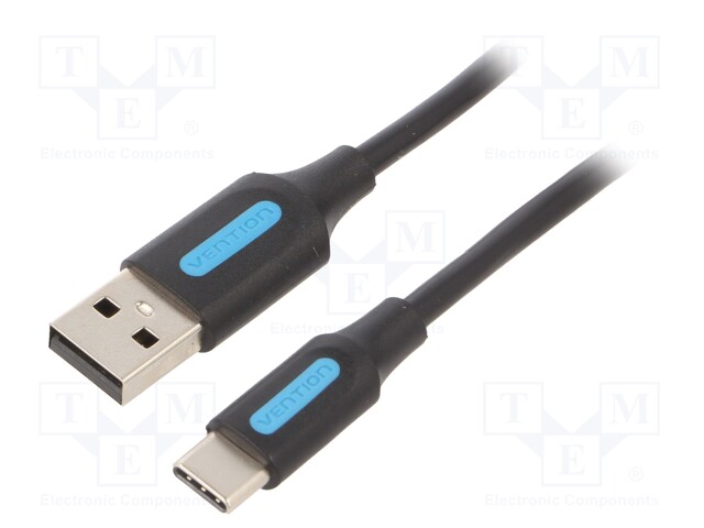 Cable; USB 2.0; USB A plug,USB C plug; nickel plated; 1m; 480Mbps