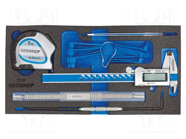 Tools set: testing; Kit: roller tape measure,calliper