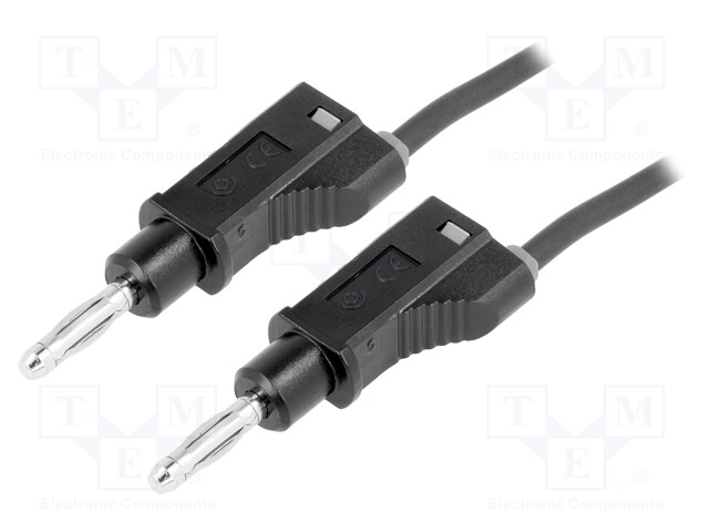Test lead; 2m; black; 12A; 70VDC; Cond.cross sec: 0.75mm2; 33VAC