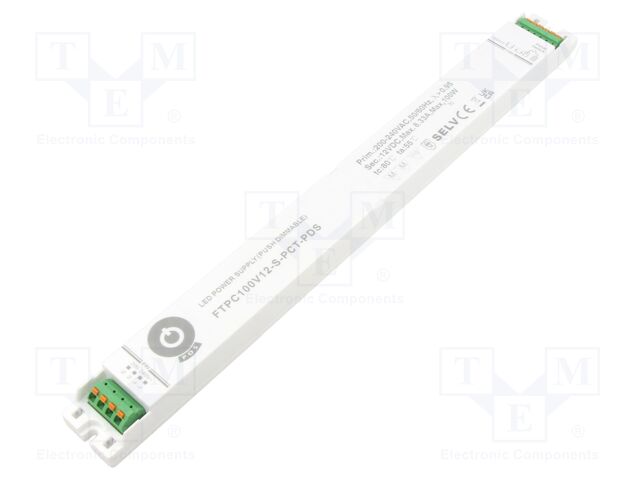 Power supply: switching; LED; 100W; 12VDC; 0÷8.33A; 180÷264VAC