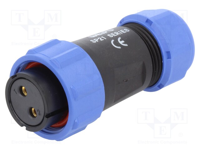 Plug; female; SP21; PIN: 2; IP68; 4.5÷7mm; soldering; for cable; 500V