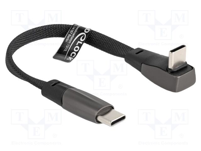 Cable; USB 2.0; USB C plug,USB C plug 90° up/down; 0.14m; black