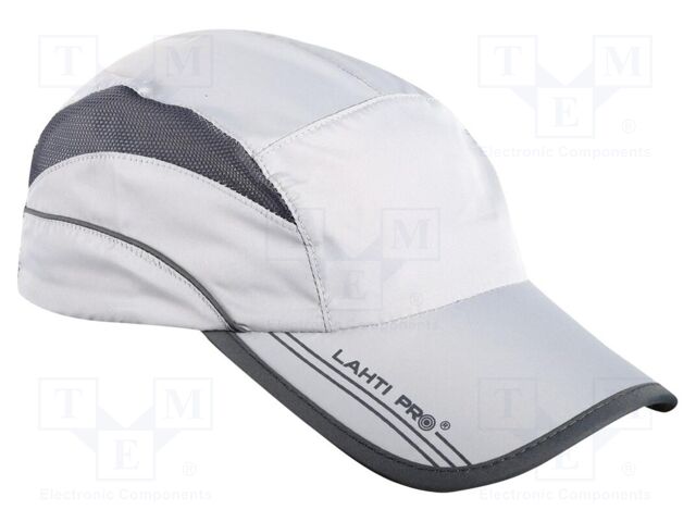 Baseball cap; adjustable,sports,with net; grey; polyester