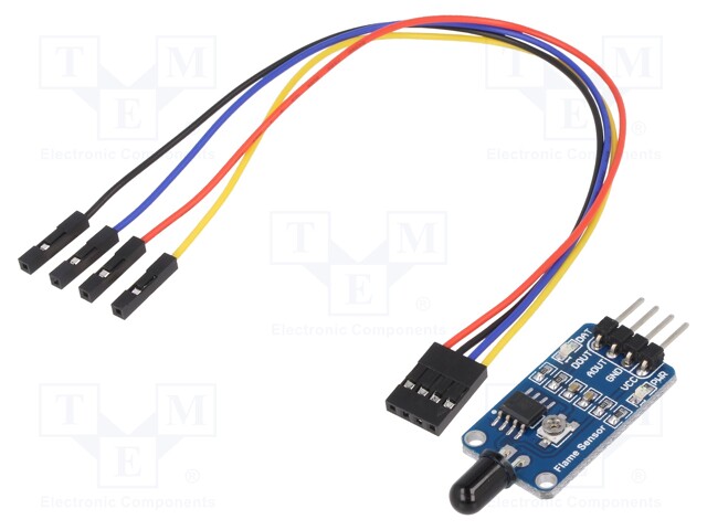 Sensor: flame; infrared; analog; IC: LM393; Range: 760÷1100nm; 60°