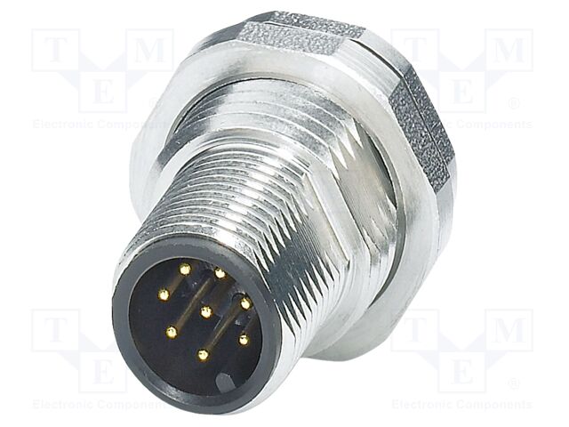 Connector: M12; socket; PIN: 8; male; 30V; straight; THT; A code; 2A
