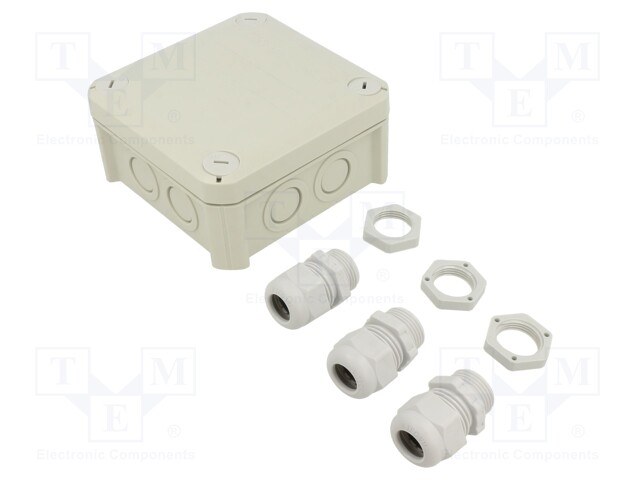 Enclosure: junction box; X: 114mm; Y: 114mm; Z: 58mm; polypropylene
