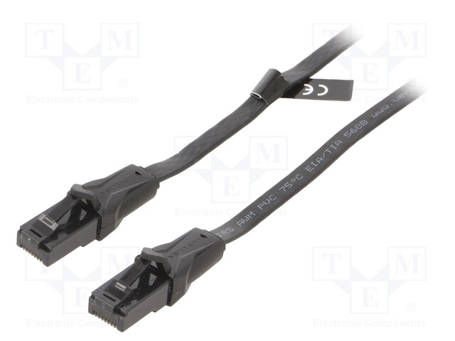 Patch cord; UTP; 6; Cu; PVC; black; 0.75m; RJ45 plug,both sides