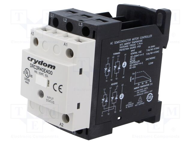 Relay: solid state; Ucntrl: 18÷30VDC; 7.6A; 48÷400VAC; Series: DRC