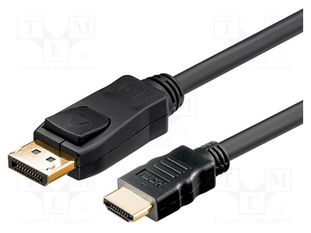 Cable; DisplayPort 1.1; DisplayPort plug,HDMI plug; 1m; black