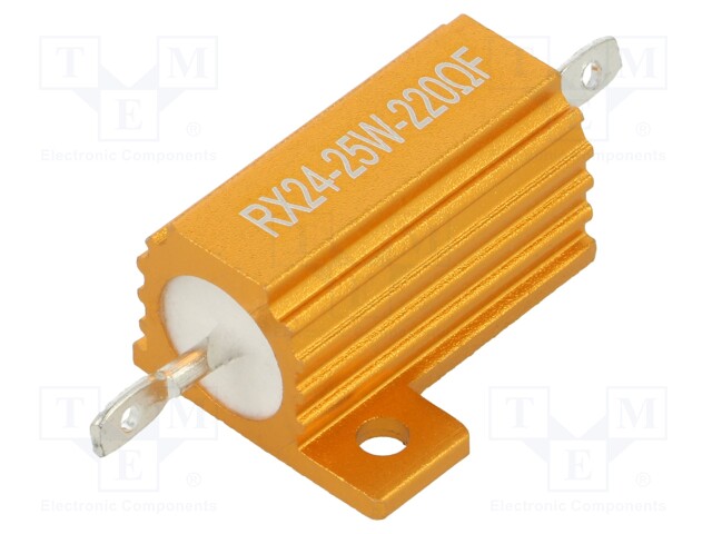Resistor: wire-wound; with heatsink; 220Ω; 25W; ±1%; 50ppm/°C