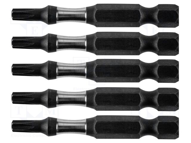 Screwdriver bit; Torx®; Kind: impact; Overall len: 50mm; 5pcs.