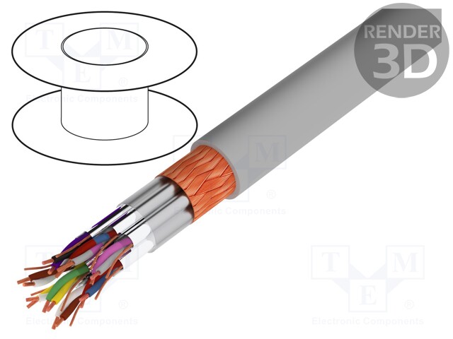 Wire; Li-2Y-CY-PIMF; 8x2x0,5mm2; PVC; grey; 250V