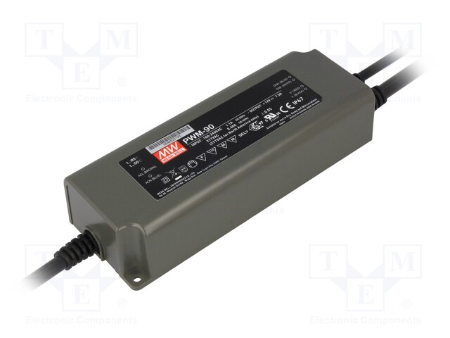 Power supply: switched-mode; for LED strips; 90W; 24VDC; 3.75A