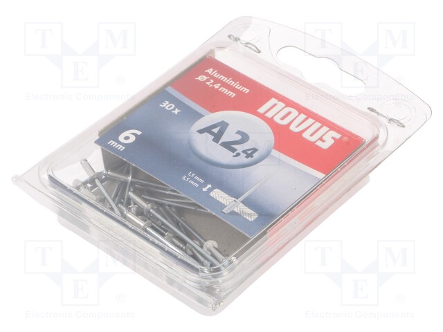 Mount.elem: rivet; 30pcs; L.rivet: 6mm; Rivet diam: 2.4mm