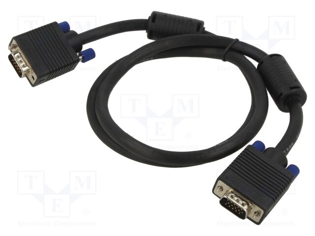 Cable; D-Sub 15pin plug,both sides; 1m; black; 28AWG; black