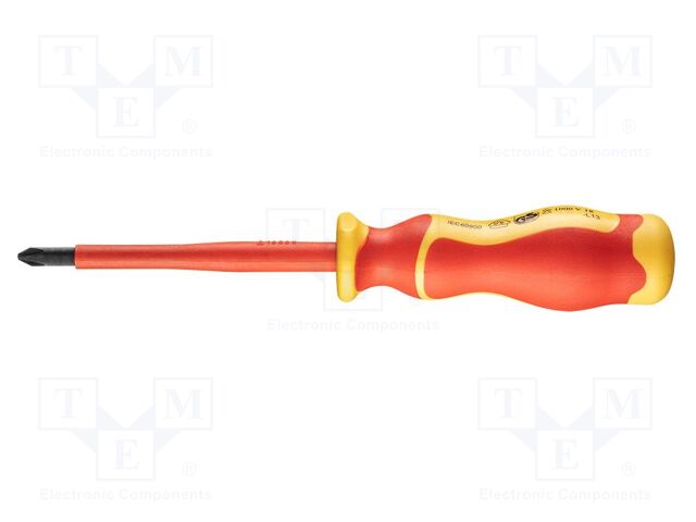 Screwdriver; insulated; Pozidriv®; PZ2; Blade length: 100mm; 1kVAC