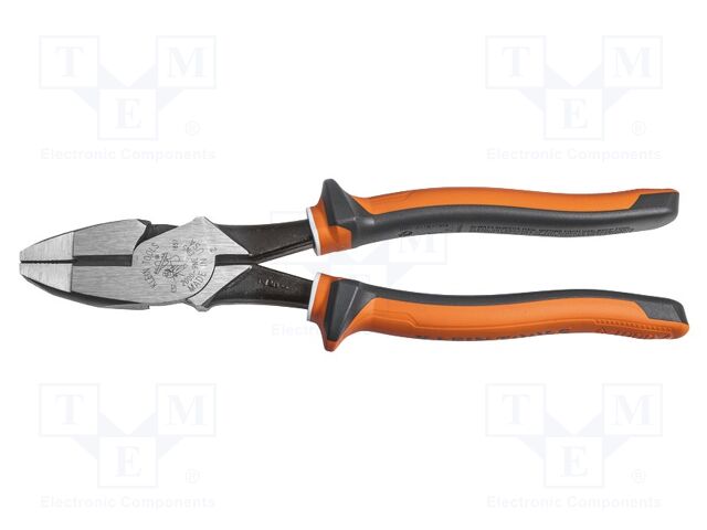 Pliers; side,cutting,insulated; hardened steel; 242mm