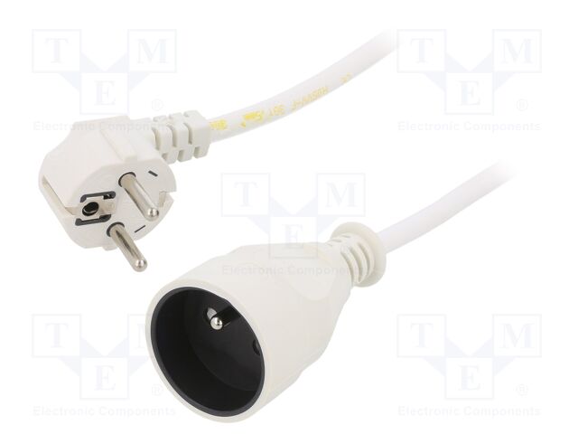 Extension lead; Sockets: 1; PVC; white; 3x1,5mm2; 3m; 16A