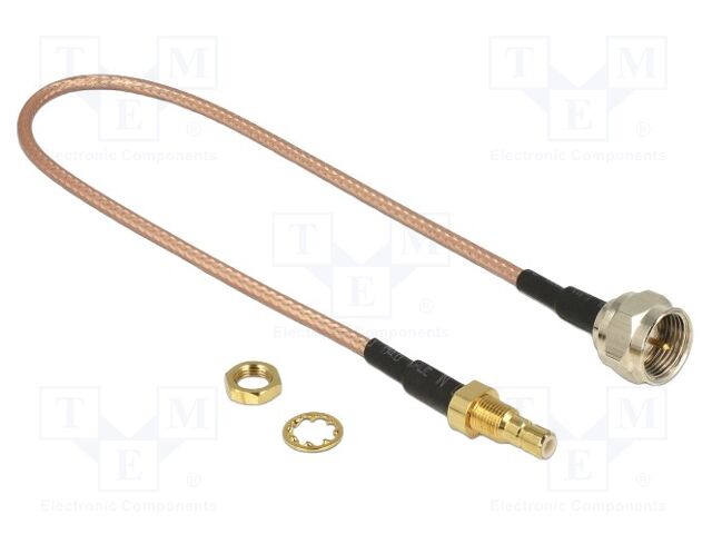 Cable; 250mm; F plug,SMB male; transparent; Øcable: 2.5mm; 50Ω