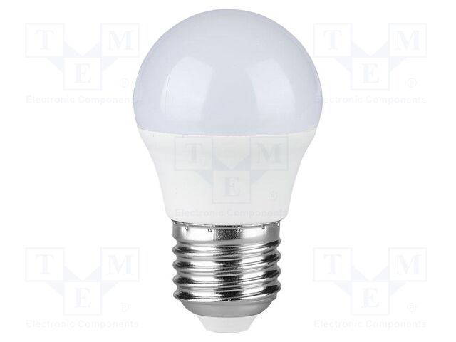 LED lamp; white warm; E27; 220÷240VAC; 470lm; P: 4.5W; 180°; 3000K