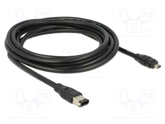 Cable; FireWire 4pin plug,FireWire 6pin plug; 3m; black; 28AWG