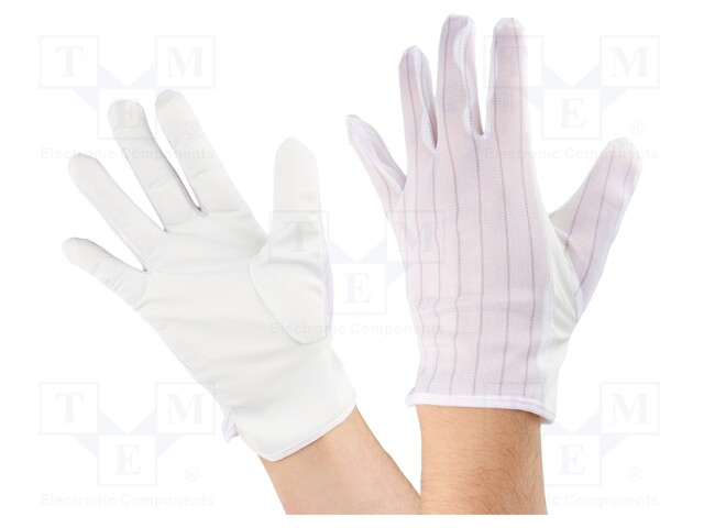Protective gloves; ESD; M; ANSI/ESD SP15.1; white