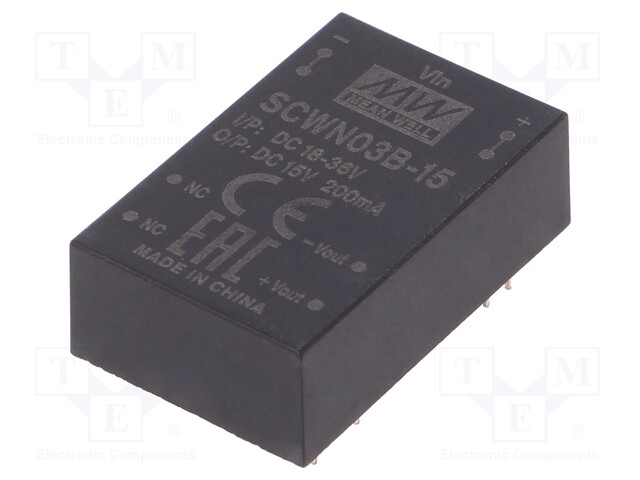 Converter: DC/DC; 3W; Uin: 18÷36V; 15VDC; Iout: 200mA; DIP24; 12.5g
