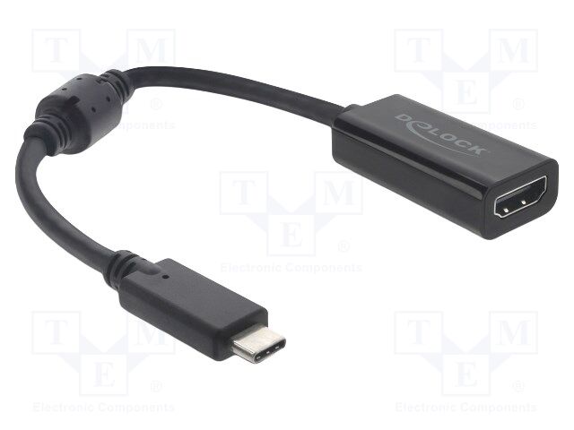 Adapter; HDMI socket,USB C plug; 0.15m; black; black