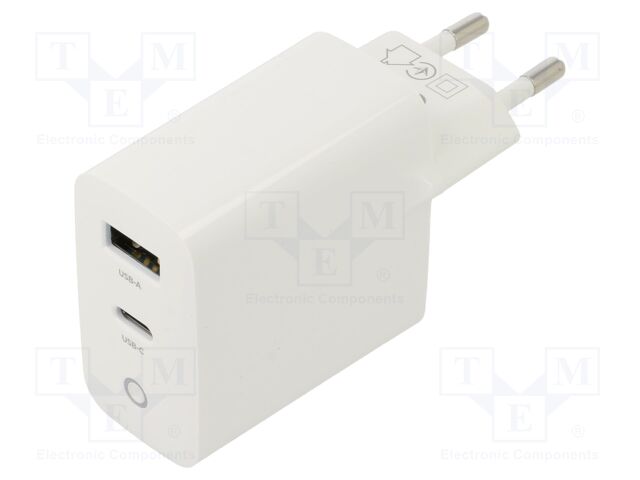 Power supply: switching; mains,plug-in; 5VDC,; 3A; 30W; white; GaN