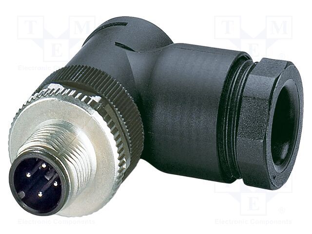 Connector: M12; plug; PIN: 4; 250V; angled; IP67; screw terminal