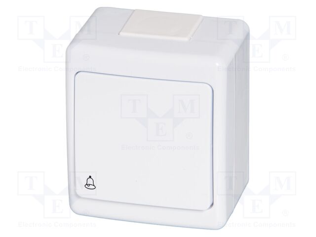 Touch switch; 250VAC; IP44; wall mount; white; No.of butt: 1