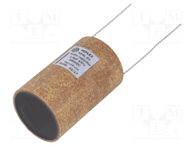 Capacitor: aluminum-polypropylene-paper; 1uF; 600VDC; ±5%; 0.004