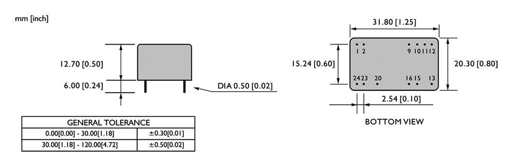 Converter: DC/DC; 3W; Uin: 18÷72VDC; Uout: 12VDC; Uout2: -12VDC