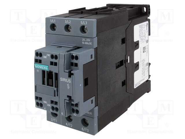 Contactor: 3-pole; NO x3; Auxiliary contacts: NO + NC; 20÷33VAC