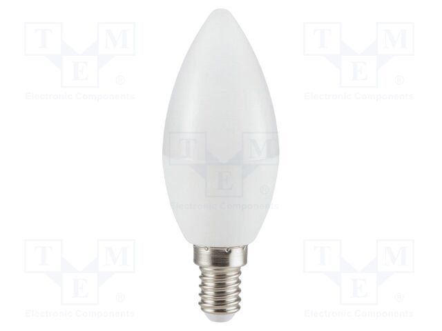 LED lamp; white cold; E14; 220÷240VAC; 470lm; P: 4.5W; 200°; 6400K