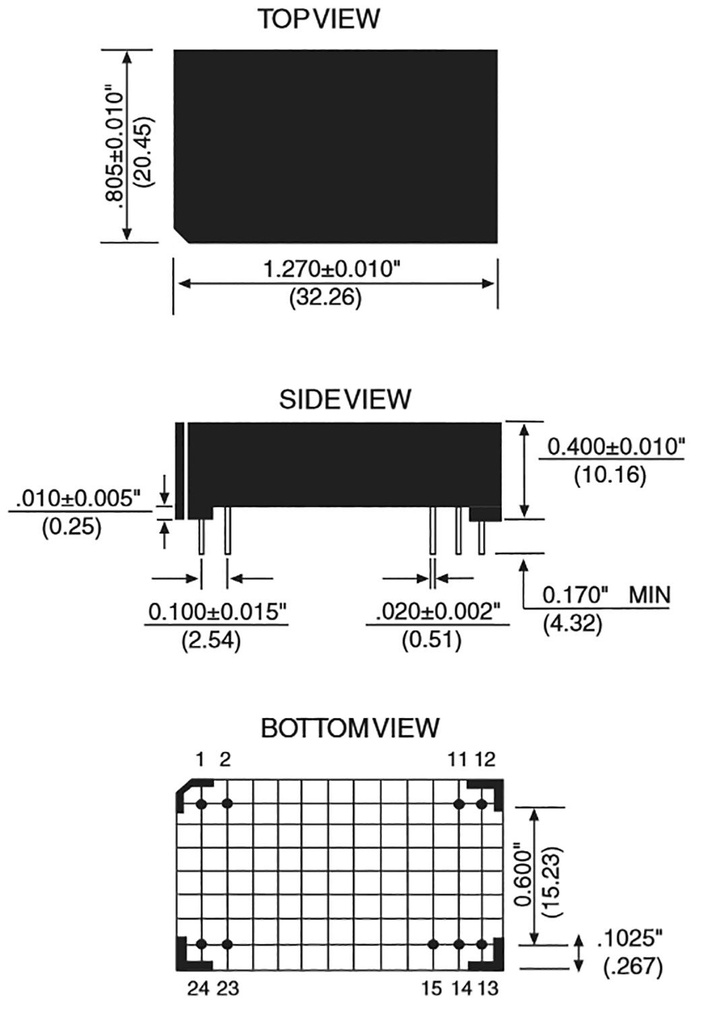 Converter: DC/DC; 1.5W; Uin: 4.5÷5.5V; Uout: 12VDC; Iout: 125mA; DIP
