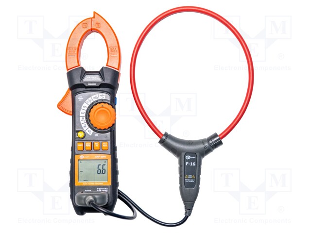 AC/DC digital clamp meter; I DC: 1000A; I AC: 3000A; VDC: 1000V