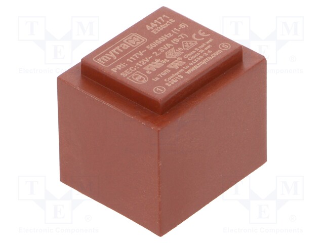 Transformer: encapsulated; 2.3VA; 117VAC; 12V; 192mA; Mounting: PCB