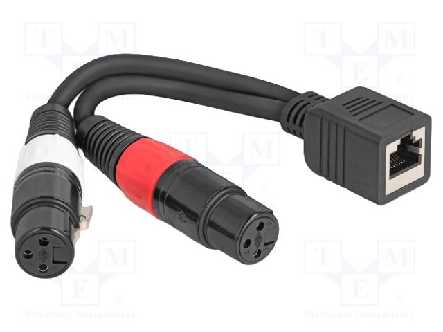 Adapter; RJ45 socket,XLR female 3pin x2; 0.2m; Øcable: 6mm; PVC