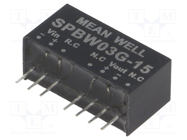 Converter: DC/DC; 3W; Uin: 18÷75V; 15VDC; Iout: 0÷200mA; SIP8; 4.8g