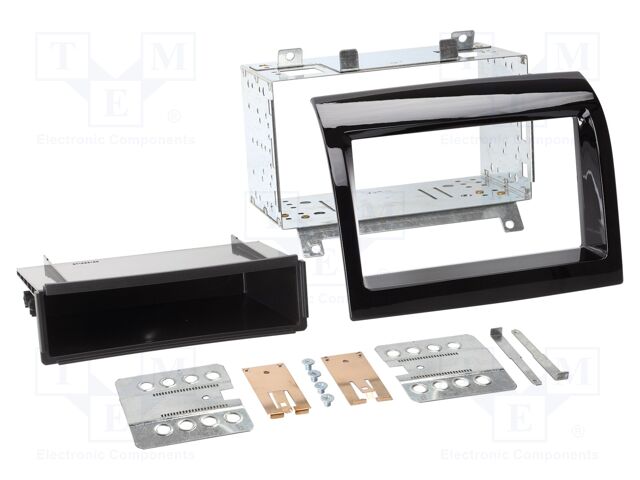 Radio frame; Citroën,Fiat,Peugeot; black gloss; Version: 2 DIN