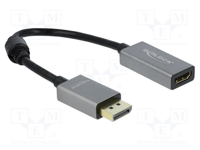 Adapter; DisplayPort plug,HDMI socket; 0.2m; black; grey
