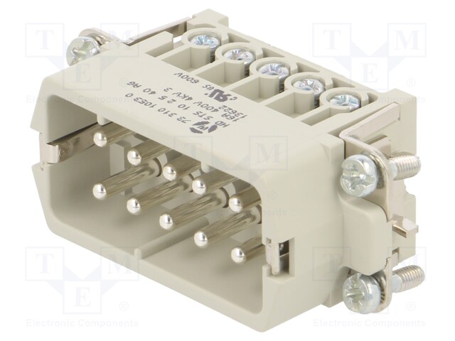 Connector: HDC; size 10; contact insert; screw terminal; 57x27mm