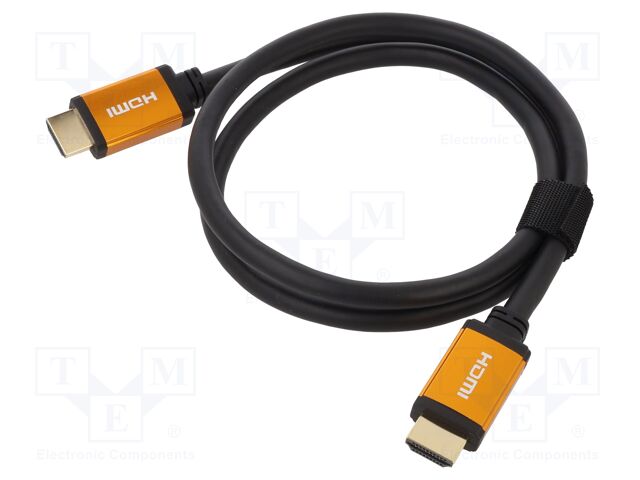 Cable; HDMI plug,both sides; HDMI 2.1; Len: 1m; black; 48Gbps