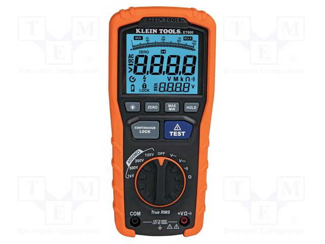 Meter: megaohm meter; LCD; R range: 4kΩ,40kΩ,80kΩ; IP40; -30÷60°C