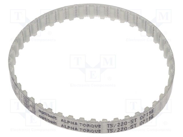 Timing belt; T5; W: 8mm; H: 2.2mm; Lw: 220mm; Tooth height: 1.2mm