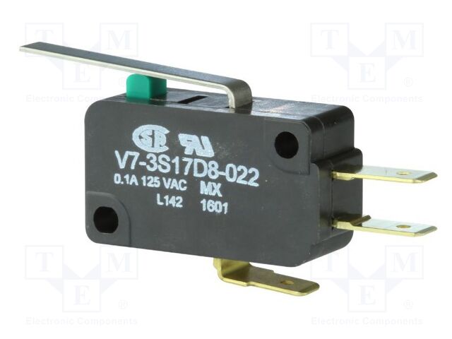 MICROSWITCH, STR LEVER, SPDT 100mA 125V
