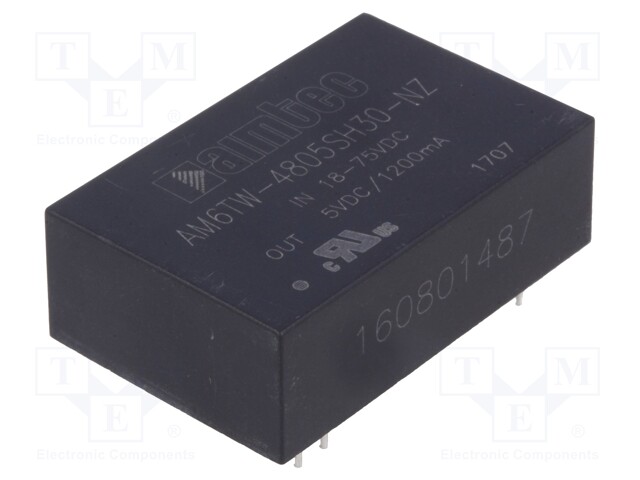 Converter: DC/DC; 6W; Uin: 18÷75V; 5VDC; Iout: 1.2A; DIP24; 13g
