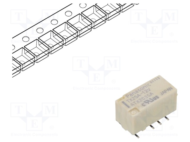 Relay: electromagnetic; DPDT; Ucoil: 12VDC; 2A/30VDC; 2A; miniature