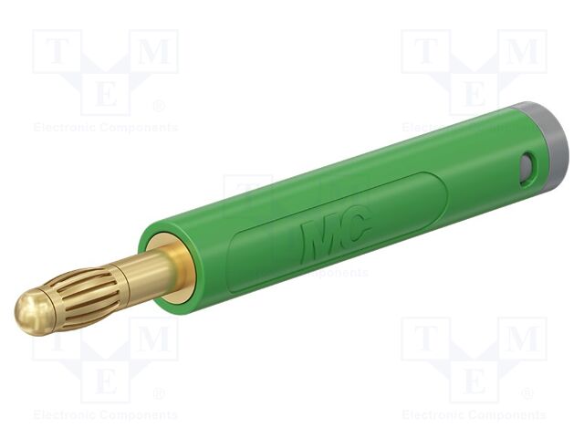 Connector: 4mm banana; plug; 19A; 30VAC; 60VDC; green; gold-plated